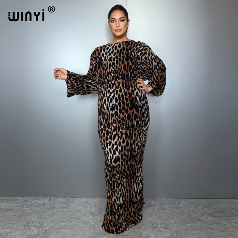 Boho Summer Beach Maxi Dress - WINYI 여름용 플리츠 밴딩 루즈핏 드레스,