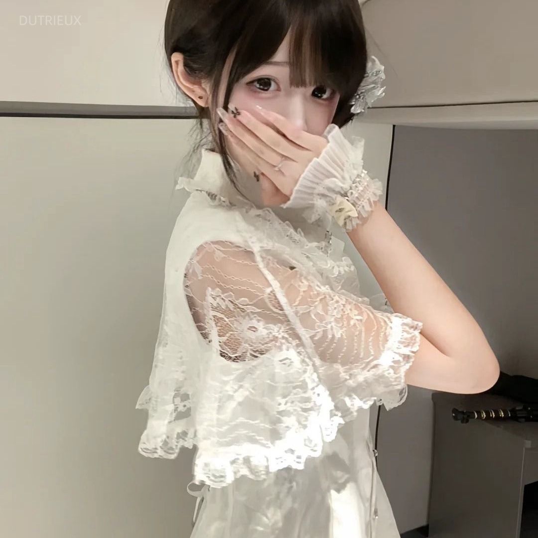 Korean Style A Line Shirt Dress - 일본 고딕 Y2k 스타일 라인스톤 보우