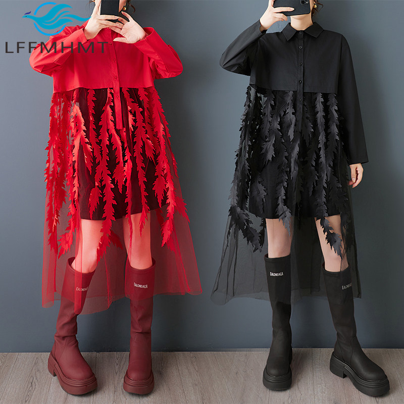봄 신상 여성용 루즈핏 플로럴 프린트 셔츠 드레스 한국 - Korean Style A Line Shirt Dress 리뷰 및 가격