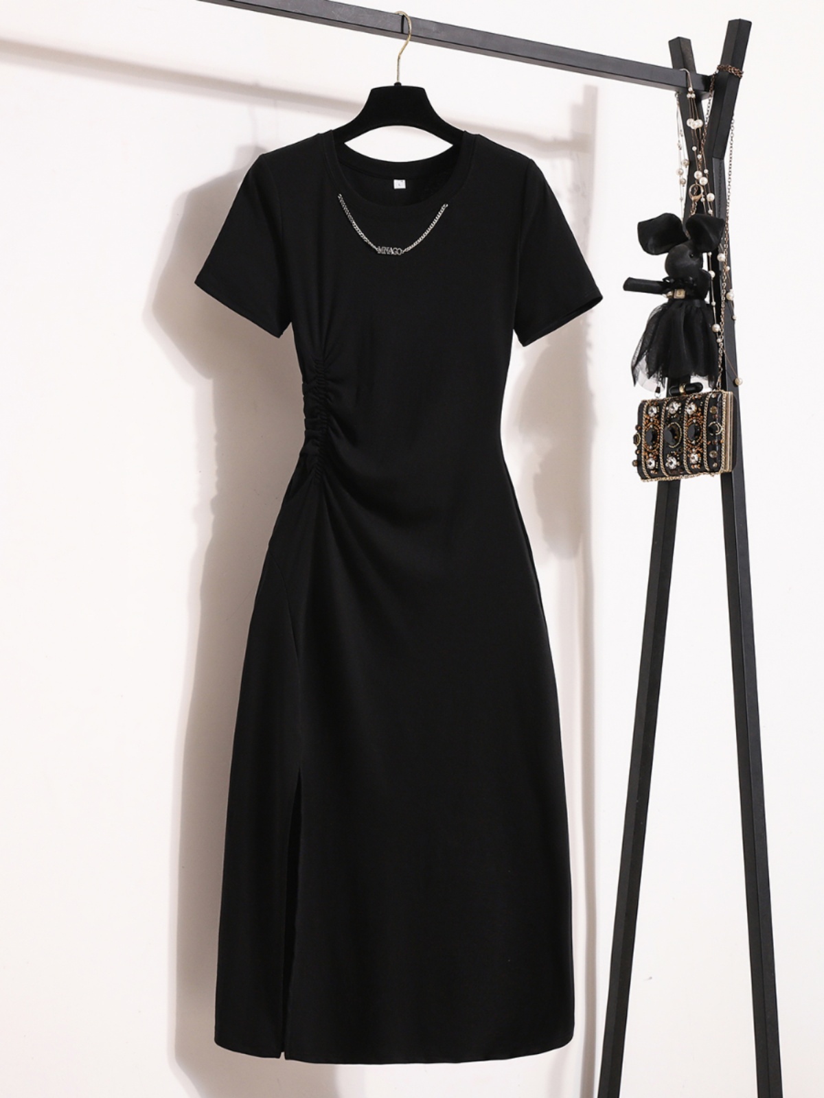 캐주얼하고 우아한 반소매 드레스 한국 스타일 하이웨이스 - Korean Style A Line Shirt Dress 리뷰 및 가격