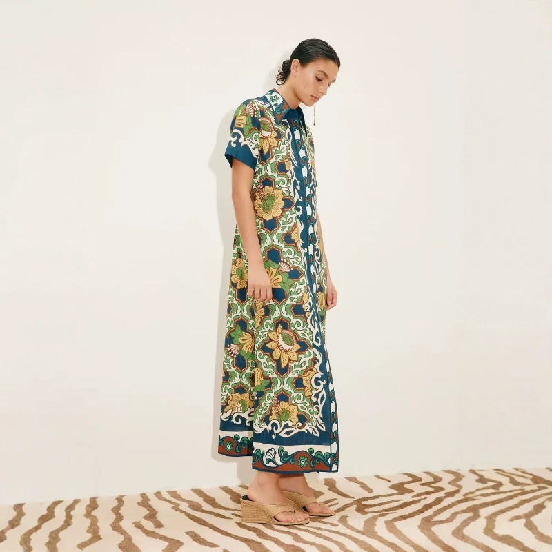 2026년 가을 신상 트렌디 여성 린넨 플로럴 프린트  - Casual Loose Linen Shirt Dress 리뷰 및 가격
