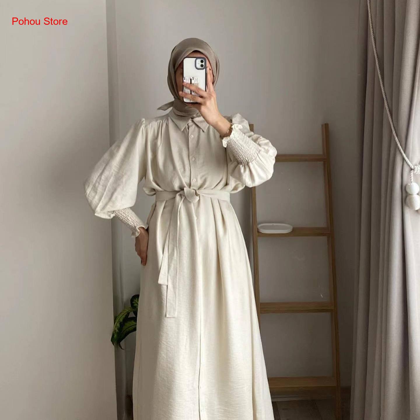 한국 스타일 셔츠 드레스 여성용 하이웨이스트 롱 드레스 - Korean Style A Line Shirt Dress 리뷰 및 가격