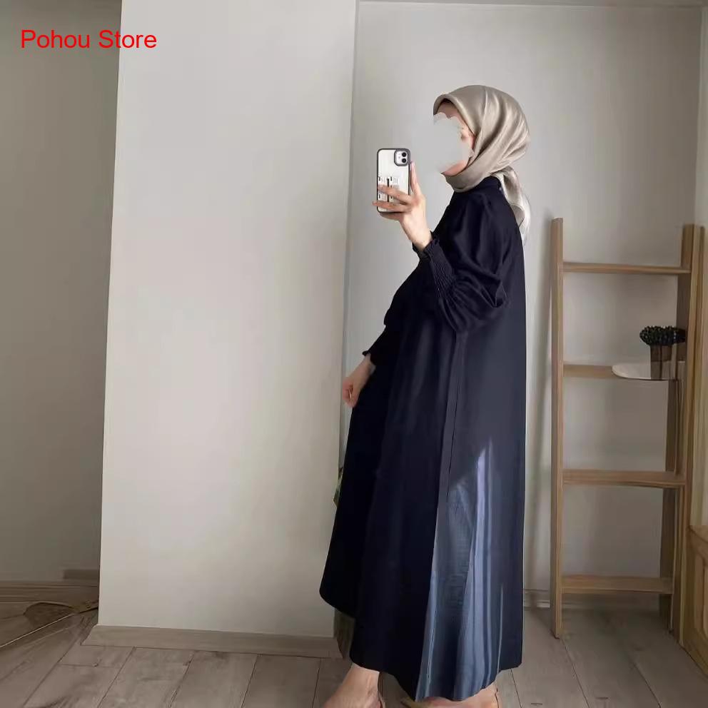 한국 스타일 셔츠 드레스 여성용 하이웨이스트 롱 드레스 - Korean Style A Line Shirt Dress 리뷰 및 가격