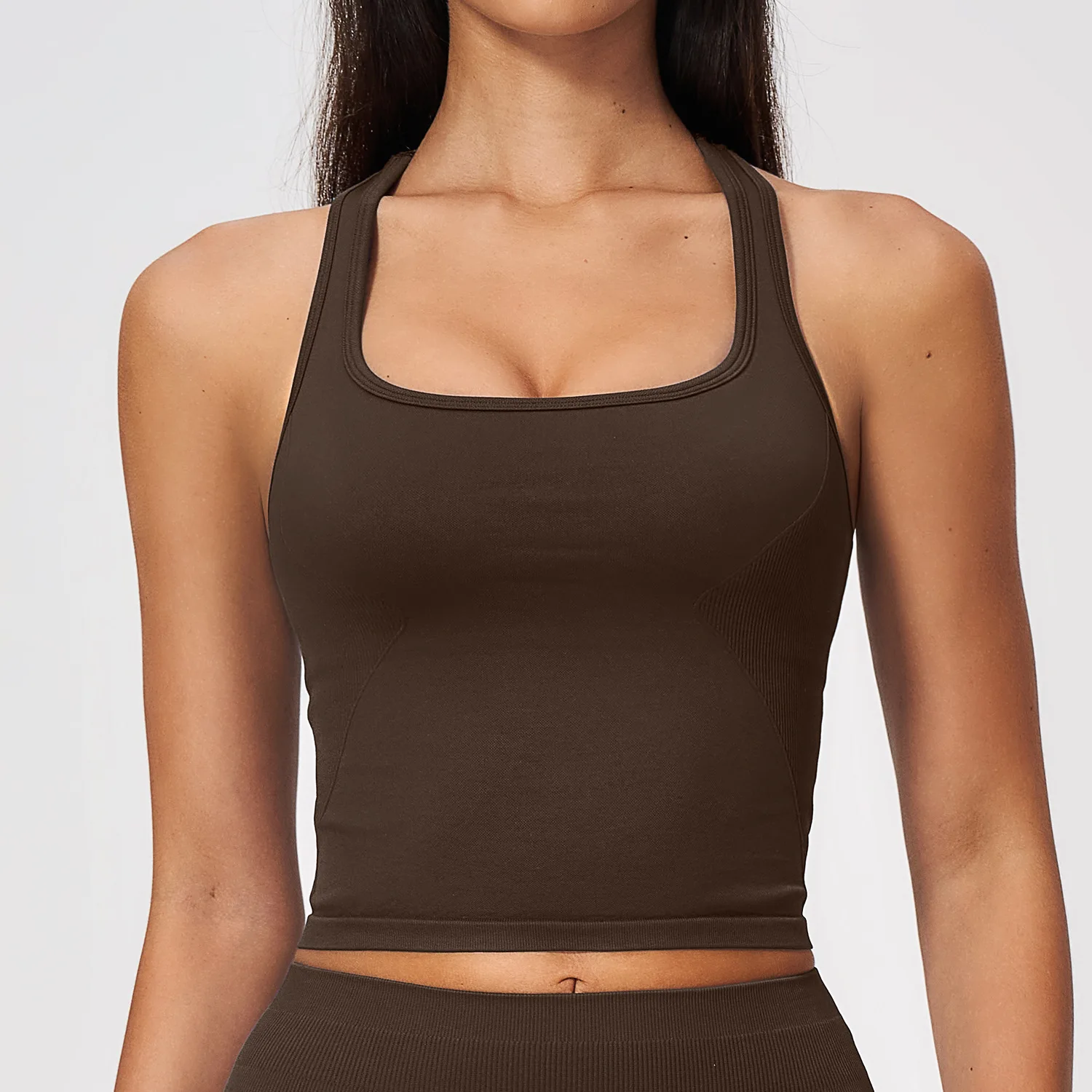 여성용 심리스 골지 요가 스포츠 브라, 크로스 백 디자 - Seamless Ribbed Workout Tank Top 리뷰 및 가격
