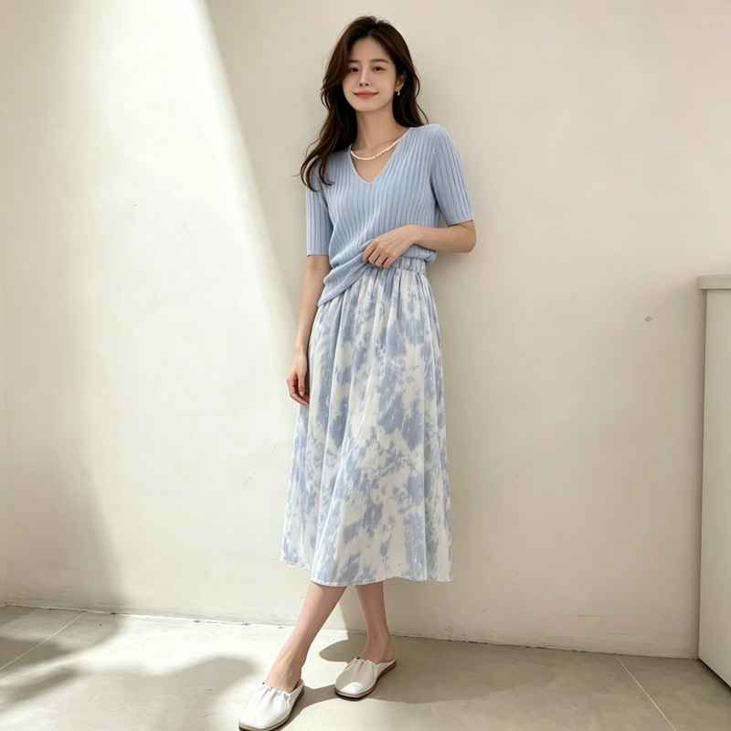 2026 여름 여성용 젠틀 숏 슬리브 V넥 티셔츠 드레 - Korean Style A Line Shirt Dress 리뷰 및 가격