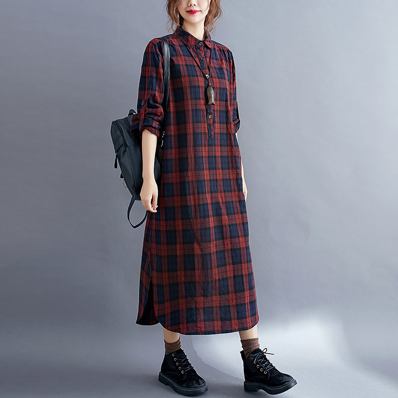 캐주얼 플레이드 긴소매 셔츠 드레스 여성용 봄 가을 패 - Korean Style A Line Shirt Dress 리뷰 및 가격