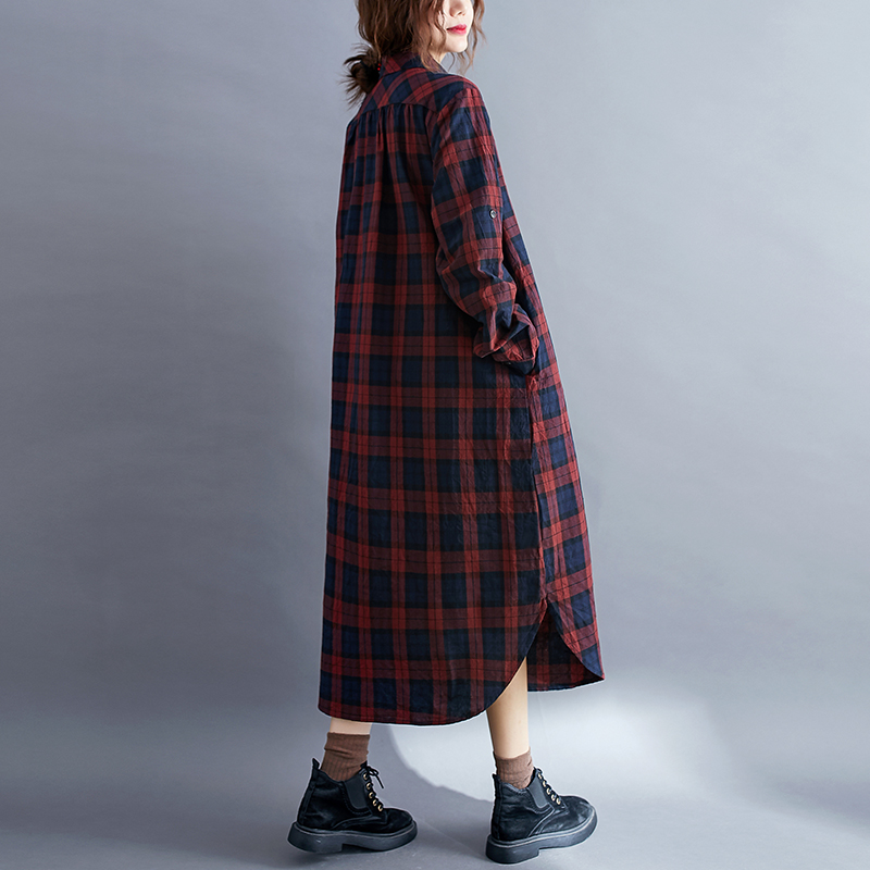 캐주얼 플레이드 긴소매 셔츠 드레스 여성용 봄 가을 패 - Korean Style A Line Shirt Dress 리뷰 및 가격