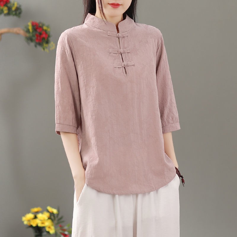 여성용, 반소매, 패치워크 디자인, 레트로 스타일, 봄 - Blouses 리뷰 및 가격