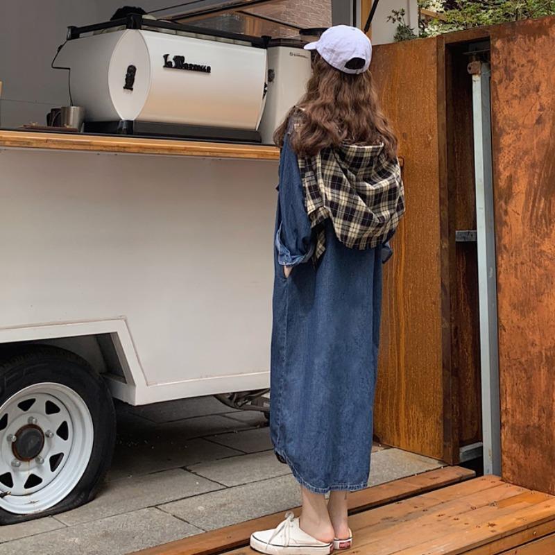 2026 새로운 여성 데님 셔츠 드레스 긴 소매 무릎  - Korean Style A Line Shirt Dress 리뷰 및 가격
