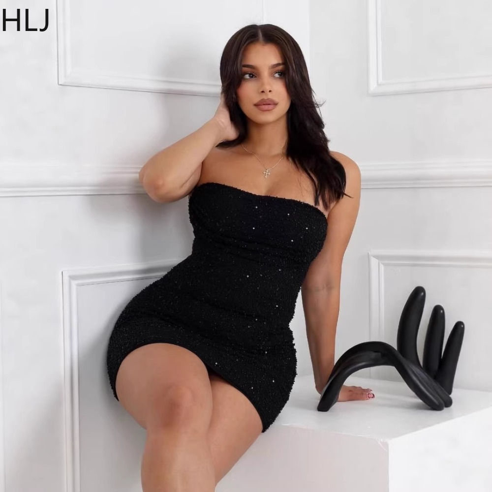 HLJ 섹시 여성 스트랩리스 미니 드레스, 라인스톤 비 - Sparkly Rhinestone Club Party Dress 리뷰 및 가격