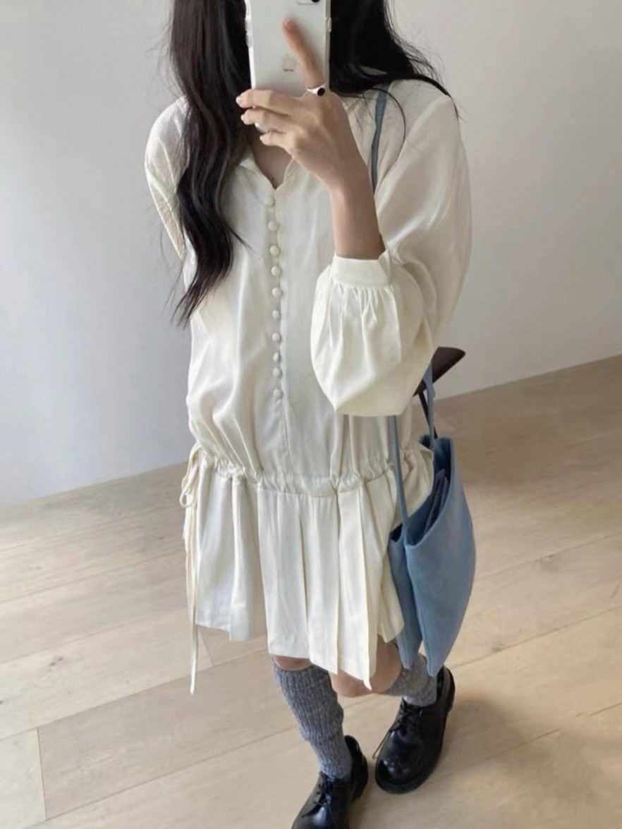 슬리밍 긴팔 셔츠 드레스 여성용 시크한 개성 신선한 주 - Korean Style A Line Shirt Dress 리뷰 및 가격